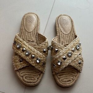 Vince Camuto Beige Espadrille Sandals with Studs
